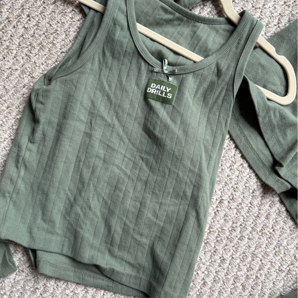 Daily Drills Olive Ribbed Tank